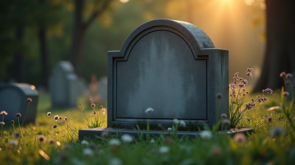 Technologie et pierre tombale en granit vert olive