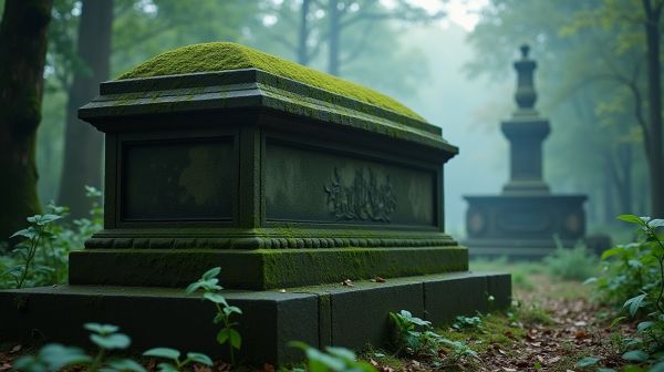 Technologie et pierre tombale en granit vert olive